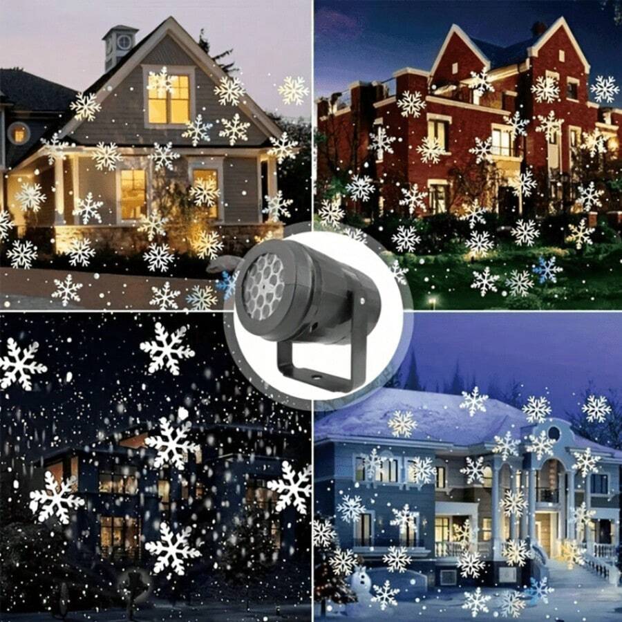 Snowflake Projector Light/Halloween Projector Light - USB Powered Winter Wonderland Lighting, Suitable For Home, Wedding And Party, Presents Falling Snow Effect, Holiday Projection Laser Stage Light/Christmas Decoration - 彩色 - 查看 1