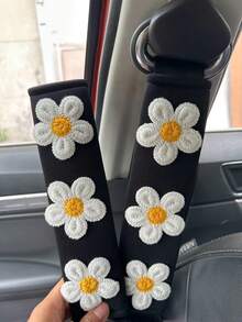 2pcs Flower Decor Car Seat Belt Cover - Multicolor - View 4