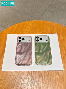 Koolife 粉色亮片手機殼，非對稱漸層波浪圖案，PC+TPU 防震材質，亮面飾面，保護大鏡頭窗，耐刮損，適用於 Apple 17/17 Pro/17 Pro Max/16/15/14/13 機型 - 粉色 - 查看 8