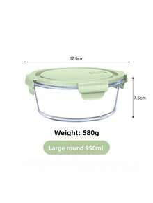 1pc Green Lid Glass Food Storage Container, Divided Meal Prep Box 410/680/1040ml Large Capacity Bento Box, Refrigerator Snack Storage Box, Microwave Kitchen Accessory, Suitable For Dishwasher Detergent Storage, Back To School And Picnic Essential - Green - View 14