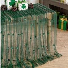 Pearl Table Runner 10ft,Table Cloth Tulle Table Cover,Pearl Table Runner For Wedding Party Baby Shower Birthday Home Decor - Dark Green Flowers - View 4