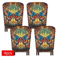 2/4/6pcs Set, Home Decor, Butterfly Pattern Printed Linen Chair Covers, Suitable For Daily Home Decoration, Living Room, Dining Room, Garden Environment, Hotel Restaurant, Holiday Party, Friends Gathering, Washable Polyester Material, Dining Chair Seat Cushion Covers - Multicolor - View 14