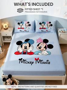 1 buah Sprei Fitted Motif Kartun Disney (Sarung Bantal Tidak Termasuk), Penutup Kasur Ramah Kulit, Perlengkapan Tidur Lucu, Pelindung Kasur Lembut dan Bernapas, Berbagai Gaya, Cocok untuk Kasur Twin/Full/Queen/King/California King, Dapat Dicuci dengan Mesin - MultiWarna - View 3