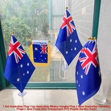 1 Set Australian Cheer Scarf And Handheld Flag, 1 Set Australian Flag Headband And Handheld Flag, 1 Set Australian Flag, Football Game Accessories - Perfect For Office, Car Decor, Home Decor, Sports Events - A - View 6