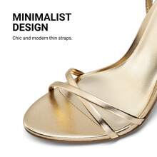 2026 Women New Fashion Stiletto Heels, Strappy Open Toe High Heeled Sandals With Adjustable Ankle Strap Summer, Wedding Party Prom Formal Occasions - 金色 - 查看 7