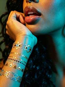 4 Sheet Tattoo Sticker Temporary Tatoos Bronzing Tatoo Gold Silver Arm Body Attoo Cool Bracelet Summer Gir Dlv Golden Fashion Tattoos Ling Sticker - Multicolor - View 3