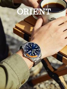 Orient 男士 Kanno III 自動潛水錶，藍橘色錶圈藍色錶盤礦物玻璃鋼製錶帶 日期&星期 200M 防水 RA-AA0913L19B - 銀色 - 查看 4
