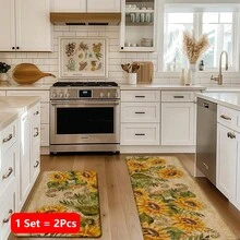 1pc, Home Decor, Sunflower Pattern Print, Linen Kitchen Rug, Kitchen Mat, Floor Mat, Bathroom Mat, Door Mat, 3D Print Rectangular, Suitable For Living Room, Bedroom, Hallway, Bathroom, Laundry Room - Polyester Carpet, Suitable For Indoor And Outdoor Home Decor - Multicolor - View 15