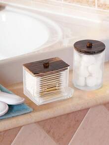 1pc / 3pcs Qtips Dispenser Bathroom Container, Ball Holder, Apothecary Jar Organizer For Storage Swab, Floss Picks - Multicolor - View 7