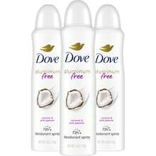 Dove Aluminum Free Deodorant Spray For Women 3 Count Coconut & Pink Jasmine 72 Hour Odor Protection 4oz Variant 3 - 椰子和粉紅茉莉 - 查看 1