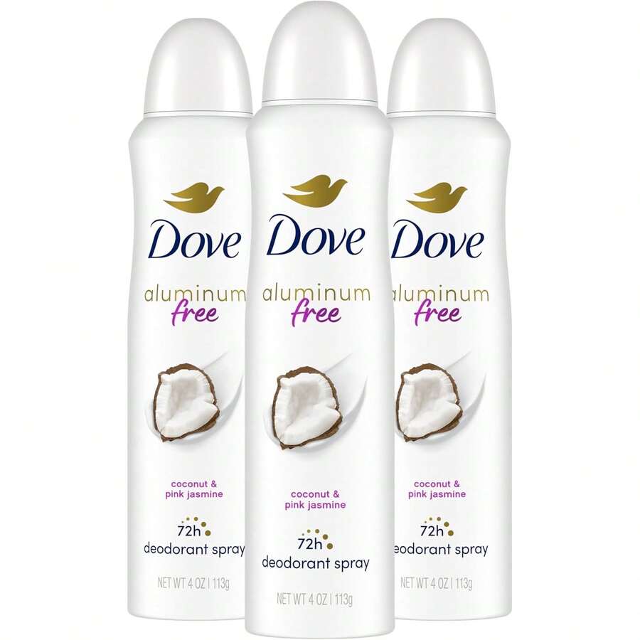 Dove Aluminum Free Deodorant Spray For Women 3 Count Coconut & Pink Jasmine 72 Hour Odor Protection 4oz Variant 3 - 椰子和粉紅茉莉 - 查看 1