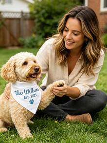 Personalized Custom Pet Bandana, Personalized Embroidered Dog Triangle Scarf, Pet Logo Printed Solid Color Pet Triangle Bandana With Logo, Suitable For Small, Medium And Large Dogs - Multicolor - View 5