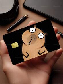 1pc Capybara Credit Card Sticker Privacy Protection Card Skin, Cute Tilted Head Guinea Pig Birthday Gift PVC Material Anti-Fingerprint Anti-Scratch Wear-Resistant Card Sleeve, Suitable For Men, Women, Couples, Small Chip Cards, Baidofu Bank Cards, Credit Cards, Transportation Cards, Student Campus Cards Personalized DIY - Type a - View 1