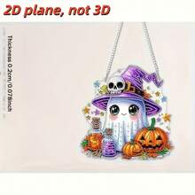 2D Flat Halloween Diamond Painting Pendant, 5D Ghost Diamond Painting Window Hanging, Asymmetric Rhinestones, Wall Hanging Sign, DIY Handmade Decoration Suitable For Beginners - A - View 3