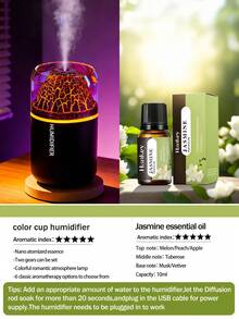 Volcano Shaped 180ml Car Humidifier: Ultrasonic 2-In-1 (Aromatherapy + Humidification), Fine Mist, LED, USB, Quiet, Compact. Suitable For 6 Essential Oils. Options: 1 Bottle Essential Oil + 1 Unit / 1 Unit - Black and White - View 16