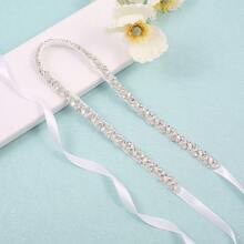 Bridal Waist Belt Accessory Rhinestone Wedding Dress Waistband Bride Beaded Barcode Belt - A - View 5