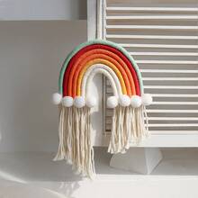 1pc Rainbow Woven Bohemian Style Multicolor Macrame Arch Wall Hanging Decor, Bedroom Room Decoration, Cozy Matching Hanging Ornament, Comfortable Space Photo Backdrop Prop, Bay Window Decoration - A - View 6