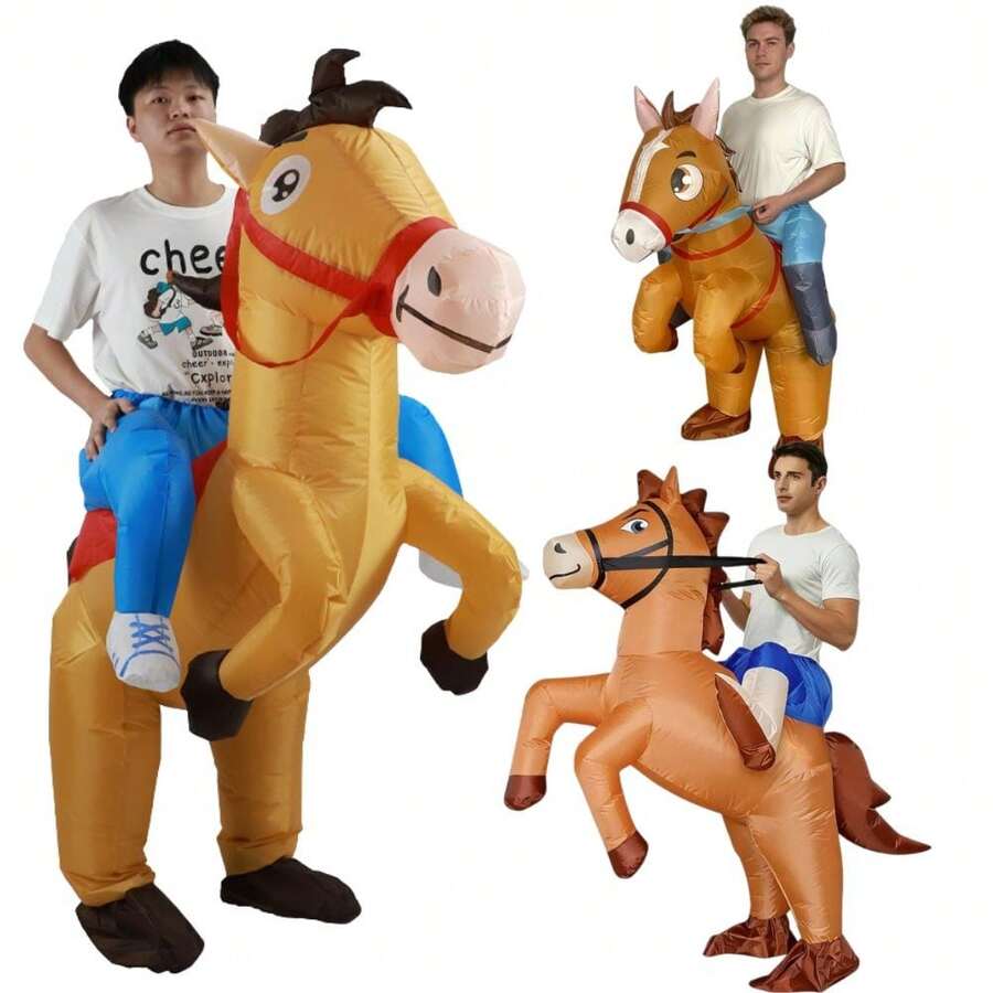 充氣式 S 爵士馬充氣套裝，萬聖節表演服裝，趣味動物騎行行走造型服，生日驚喜禮物，派對用品
