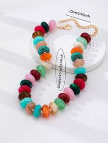 1/2pcs Colorful Chunky Acrylic Bead Necklace, Red Heart Pendant T-Bar Choker, Y2K Style Bead Chain Jewelry, Suitable For Party And Daily Wear - Multicolor - View 9