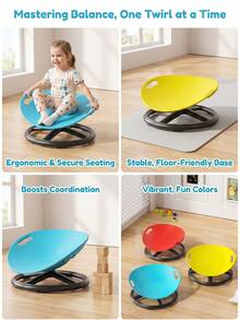 Silla giratoria de entrenamiento de integración sensorial, silla de equilibrio de entrenamiento vestibular, silla giratoria de juguete de movimiento giroscópico, disco giroscópico autoequilibrante - Multicolor - Ver 1