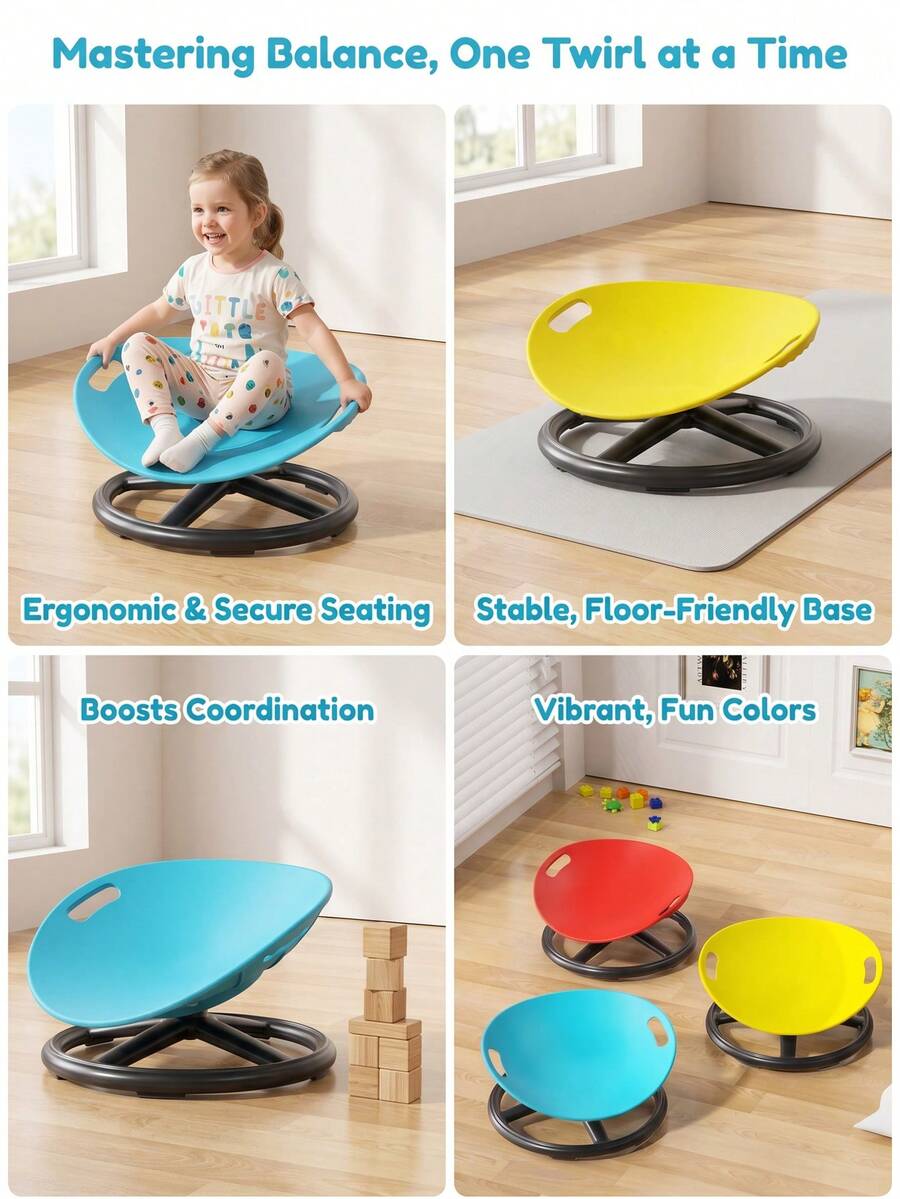 Silla giratoria de entrenamiento de integración sensorial, silla de equilibrio de entrenamiento vestibular, silla giratoria de juguete de movimiento giroscópico, disco giroscópico autoequilibrante - Multicolor - Ver 1