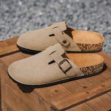 Men's Wooden Slippers, Open-Toe Slides, Slip-On Sandals, Casual Mules, Comfortable Summer Shoes, Couples, Big Size, Office & Leisure - Khaki - View 5