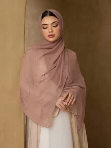 1pc Lightweight Chiffon Solid Color Scarf, Women Hijab Simple Versatile Decorative Shawl For Sun Protection - Multicolor - View 6