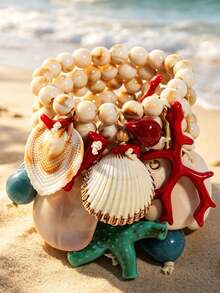 Bohemian Style Multi-Layer Beaded Shell Bracelet Set, Handmade, Suitable For Women And Girls - Multicolor - View 7
