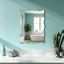 1pc Frameless Wavy Wall Mirror, Decorative Mirror For Bedroom, Living Room, Bathroom Vanity, Beveled Dressing Mirror And Entryway Mirror, Horizontal Or Vertical Hanging, Home Decor - Multicolor - View 6