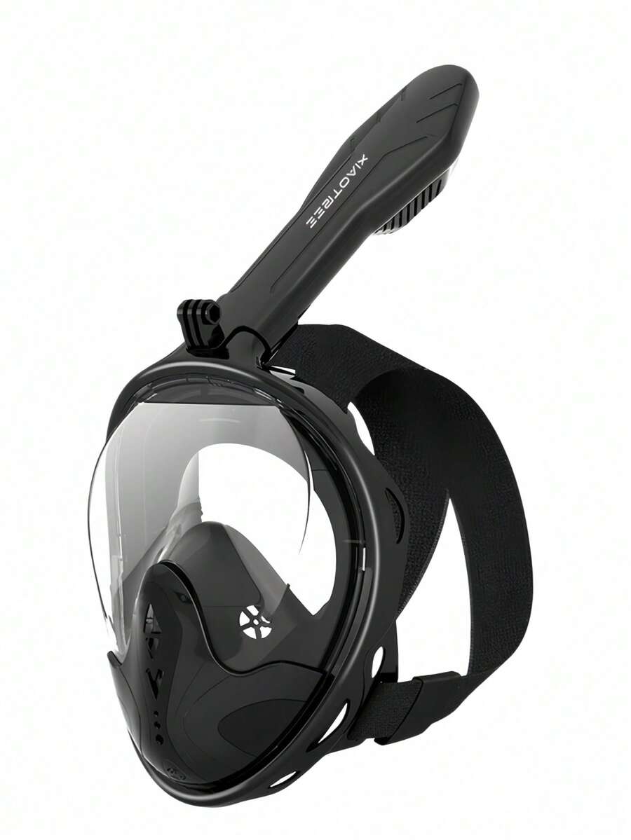 Silicone Full Face Diving Mask, Dry Diving Mask, Detachable Portable Diving Mask With Camera Mount, Suitable For Travel, Beach Essentials, Beach Accessories, Pool Float - Black - View 1