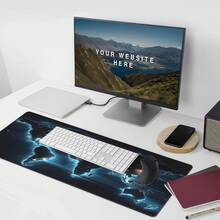 1 Stück große Weltkarte Mauspad, blau leuchtendes Design im Dunkeln, Gummibasis, 35,4 X 15,7 Zoll, rechteckige Schreibtischunterlage für Gaming und Büro PC Zubehör, - Laptop Mauspad | Schulbedarf | Gaming Setup | Büro Zubehör - Weltkarte (blau) - Übersicht 2
