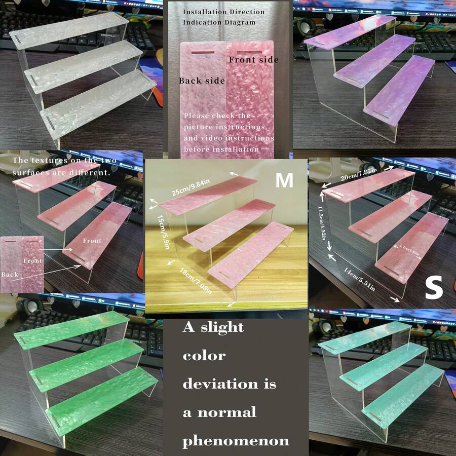 1 pièce Support d'affichage en acrylique coloré en forme d'échelle, convient pour les supports d'affichage multicouches de collections, figurines à bulles, jouets, objets de collection, bandes dessinées, vernis à ongles, étagères de rangement de parfum, cupcakes, décorations et articles de rangement