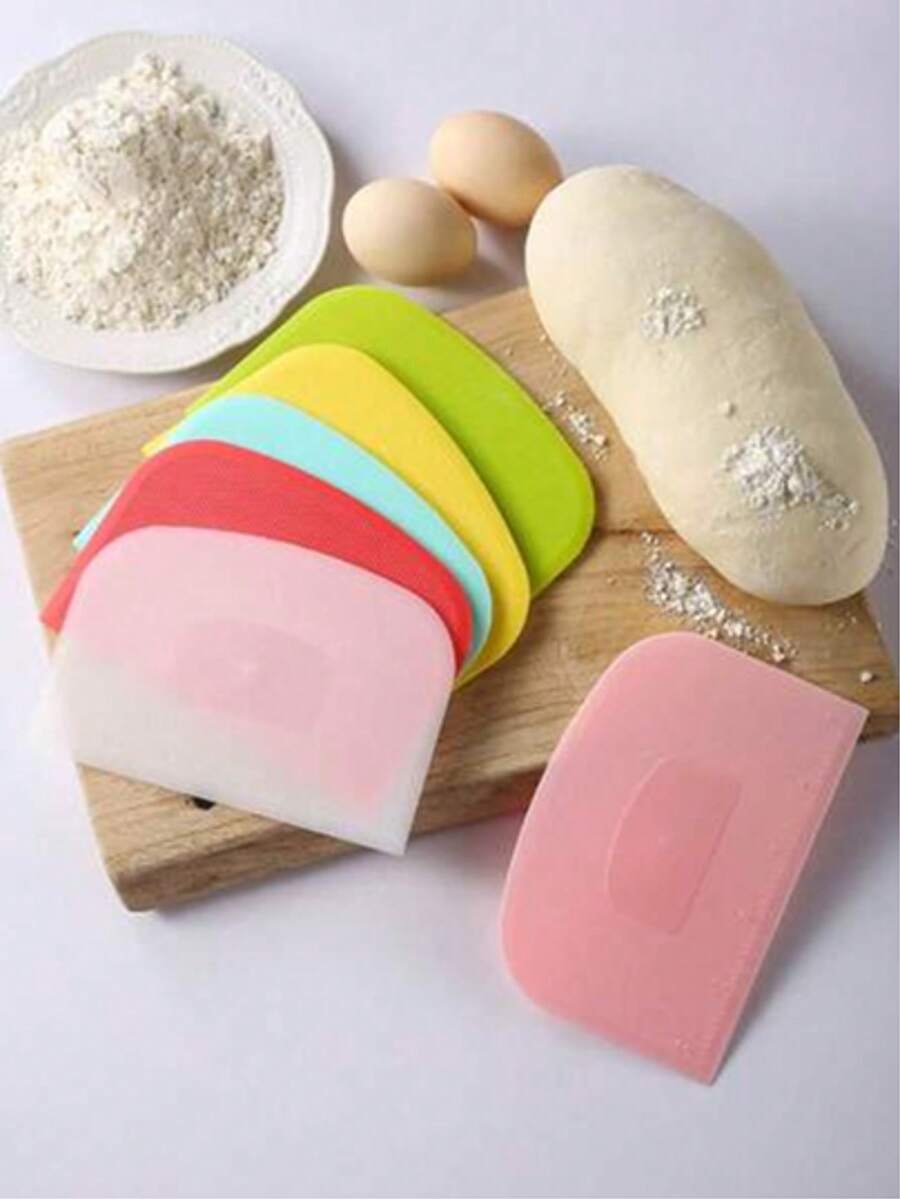 5piezas/3piezas/1 pieza Raspador de repostería de color degradado aleatorio, rallador de repostería, cortador de repostería de plástico, separador de pan multifuncional de PP, raspador de plástico, utilizado para amasar, cortar, raspar harina, herramienta de horneado grande, utensilio de cocina - Multicolor - Ver 1