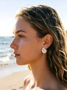 1/6 Pairs Gold & Silver Starfish Shell Earring Set Beach Holiday - Multicolor - View 5