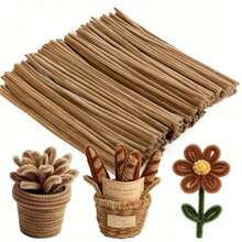 100/200/300 Pieces Light Coffee Pipe Cleaners, Thick Fluffy Chenille Stems, Pipe Cleaner Crafts For Arts & Crafts, Flowers, And Festive Decorations - Coffee Brown - View 9