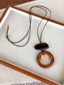1pc Vintage New Chinese Woven Long Necklace For Women, High-End Bohemian Accessory To Match Clothing, Old Money Style - Necklace - View 13