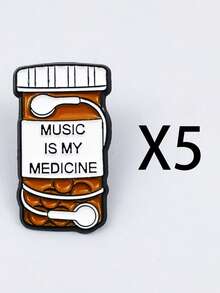 Music Cartoon Enamel Brooch, Cute Headphone Bottle Design Metal Lapel Pin, Suitable For Bags And Jackets - Multicolor - View 9
