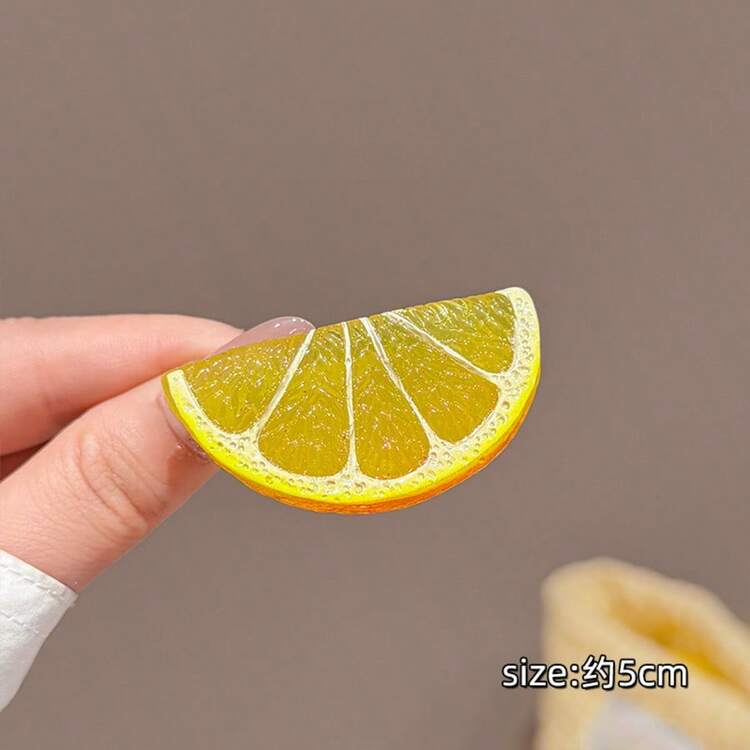夏季逼真水果片髮夾女款，趣味搞怪側瀏海夾，西瓜與橘子可愛髮飾 - 彩色 - 查看 8