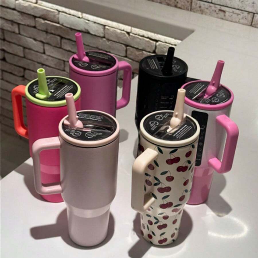 32oz Large Capacity Leak-Proof Insulated Car Cup With Handle And Sealed Lid - Multicolor - View 1