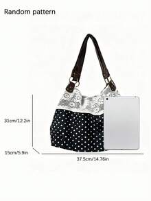 Personalized Slouchy Leisure Shoulder Tote Bag, Classic Polka-Dot Stitching Design, Practical And Versatile, Suitable For Daily Commuting Etc . - Multicolor - View 6