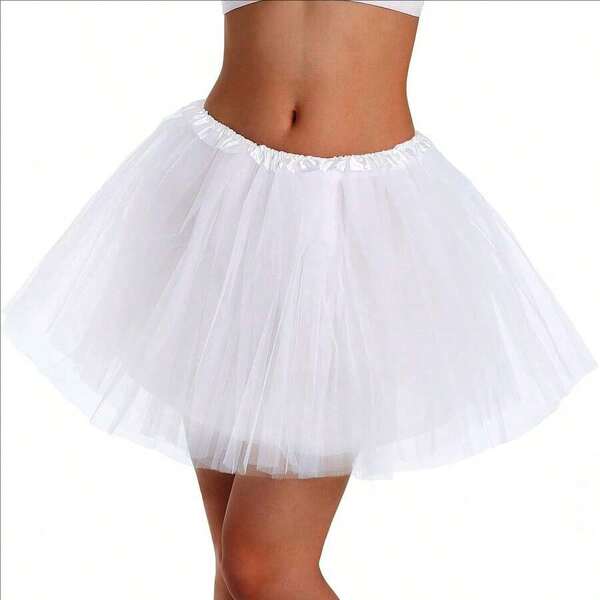 1pc Adult 4 Layered Tulle Tutu Skirt, Cosplay Princess Puffy Skirt, For Birthday Party, Role-Playing, Halloween Fall Clothes For Women,Wedding,