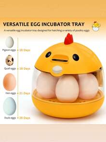 5-Egg Capacity Home Incubator With Egg Candler, Suitable For Chicken, Duck, Quail, Goose Eggs, Transparent Window, Humidity Control, Automatic Temperature Control, Manual Egg Turning, Bird Mom - Yellow - View 5