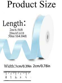 Pink Satin Ribbon, Rolled Pink Ribbon, Suitable For Holiday Parties, Birthday Parties, Gift Wrapping, Bouquets, Crafts, Wedding Decor, Christmas And Sewing Projects - Blue - View 8