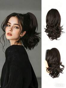 European And American Style Long Curly Wig, Big Wave Clip-On Short Ponytail, Fluffy Natural Synthetic Ponytail Braid, Fashion Hair Clip, Elegant Hair Accessory, Casual Hair Clip For Women Summer Outfits Beach Claw Clips Vacay Hair Clips - Regular Model - View 14