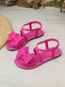 Damen Mode Schleife Strand Sandalen, Kreuzriemen Design, Schleife Flache Sandalen, Elastisches Band Damen Sandalen, Sommer Outdoor Bequeme Sandalen - Heißes Pink - Übersicht 7