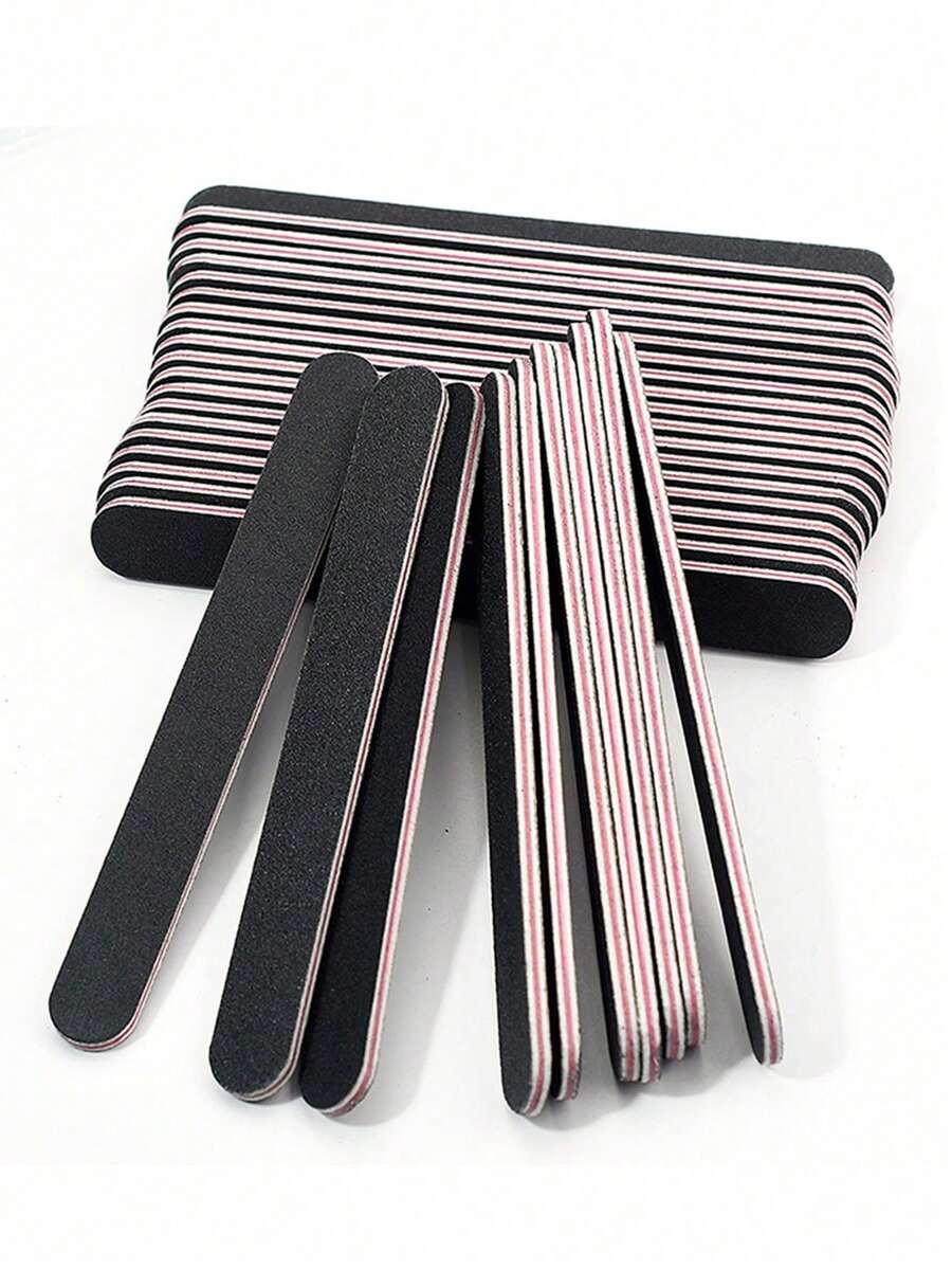 50/30/20/10/1pc Black Nail File, Straight Nail Buffing Block, High Quality Non-Shedding Nail Buffing Block - Multicolor - View 1