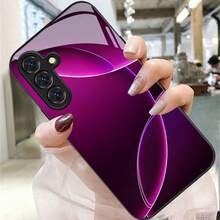 Funda para Teléfono - Funda con Patrón Abstracto Degradado Morado para Galaxy A04S/A05S/A06/A07/A10/A11/A12/A13/A14/A15/A16/A17/A20S/A21S/A22S/A23/A24/A25/A26/A30S/A31/A32/A33/A34/A35/A36/A42/A50S/A51/A52/A52S/A53/A54/A55, Cristal Templado Anti-Caídas - Negro - Ver 2