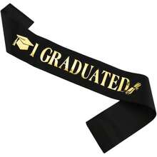 Graduate Sash - Graduation Sash 2026, Black And Gold Graduation Party Supplies, Class Of 2026 Grad Sashes, Congratulations Grad Satin Sashes With Art - Black - View 1
