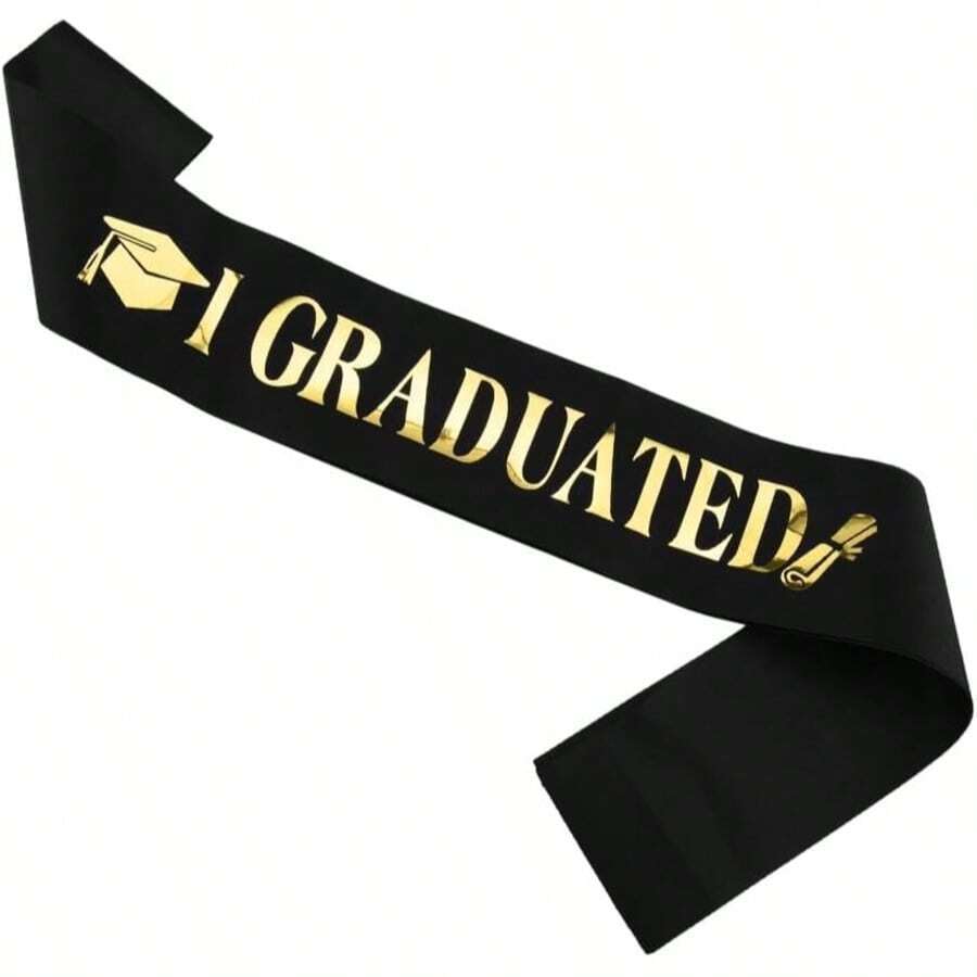 Graduate Sash - Graduation Sash 2026, Black And Gold Graduation Party Supplies, Class Of 2026 Grad Sashes, Congratulations Grad Satin Sashes With Art - Black - View 1