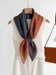 1pc Simple Elegant Solid Color Print 90cm Double-Sided Square Scarf Women's Bandana Fashion Versatile Decorative Scarf Necktie Outerwear Sun Protection Shawl Suitable For Daily Wear - Multicolor - View 2